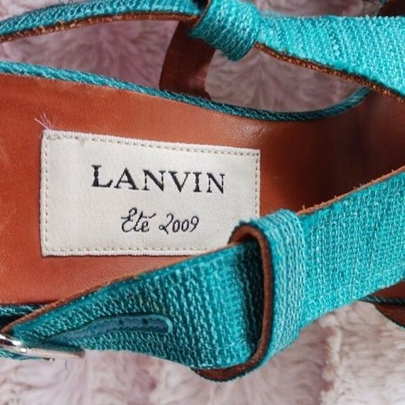 Lanvin Teal Platform Cork Sandals Heels Size 6 - Picture 7 of 8